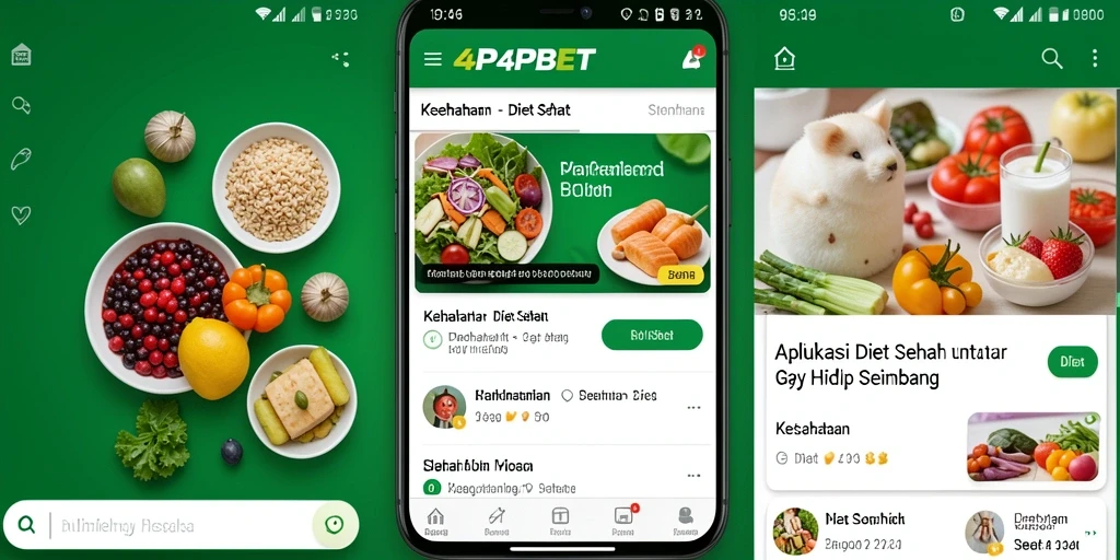 Tampilan antarmuka aplikasi Diet Sehat 4P4BET yang intuitif.