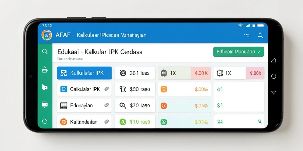 Screenshot AFAF menunjukkan antarmuka Kalkulator IPK yang intuitif dan informatif.