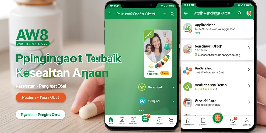 Tampilan antarmuka aplikasi AW8 untuk pengingat obat yang mudah digunakan.