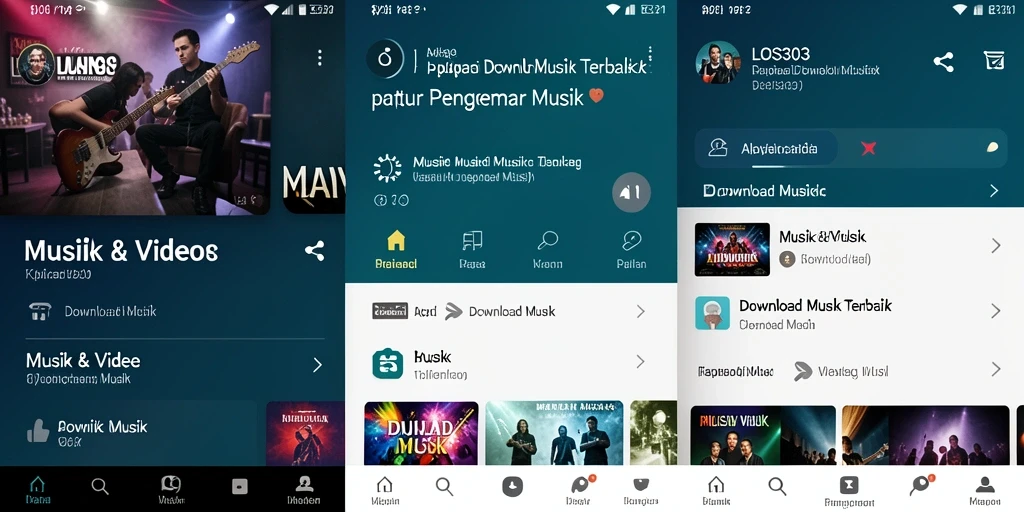 Antarmuka menarik aplikasi Download Musik LOS303.