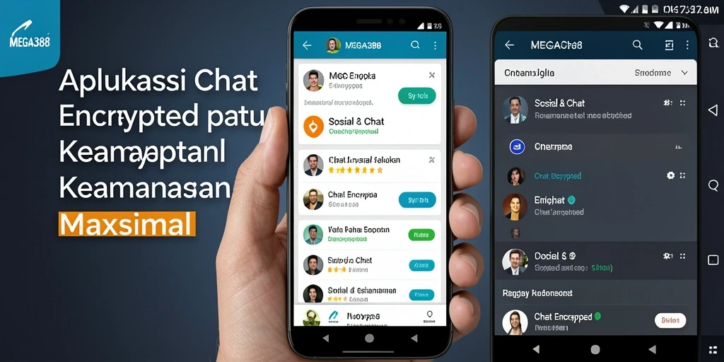 Antarmuka MEGA388 menunjukkan fitur Chat Encrypted yang canggih.