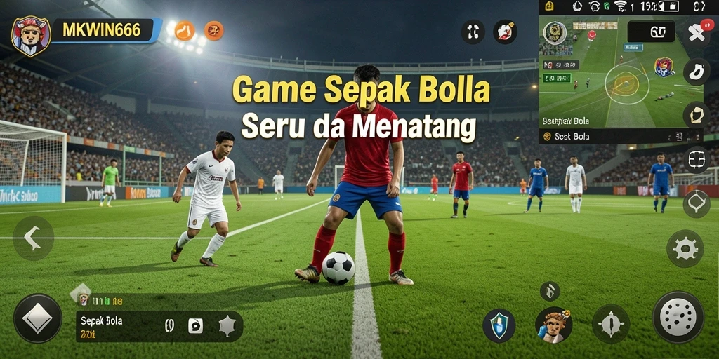Antarmuka <strong>MKWIN666</strong> dengan tampilan lapangan sepak bola yang dinamis.