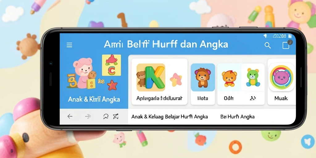 Tampilan antarmuka NEX288 yang menarik untuk belajar huruf dan angka.