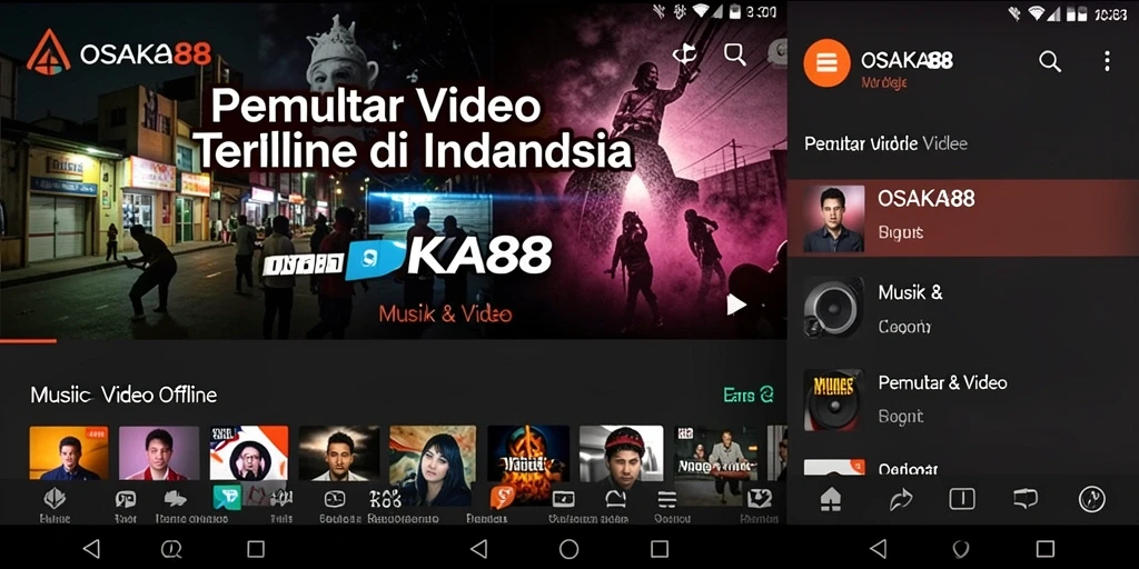 Tampilan antarmuka OSAKA88 saat memutar video offline.