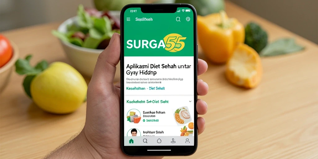 Antarmuka aplikasi SURGA55 yang memudahkan pengguna dalam diet sehat.