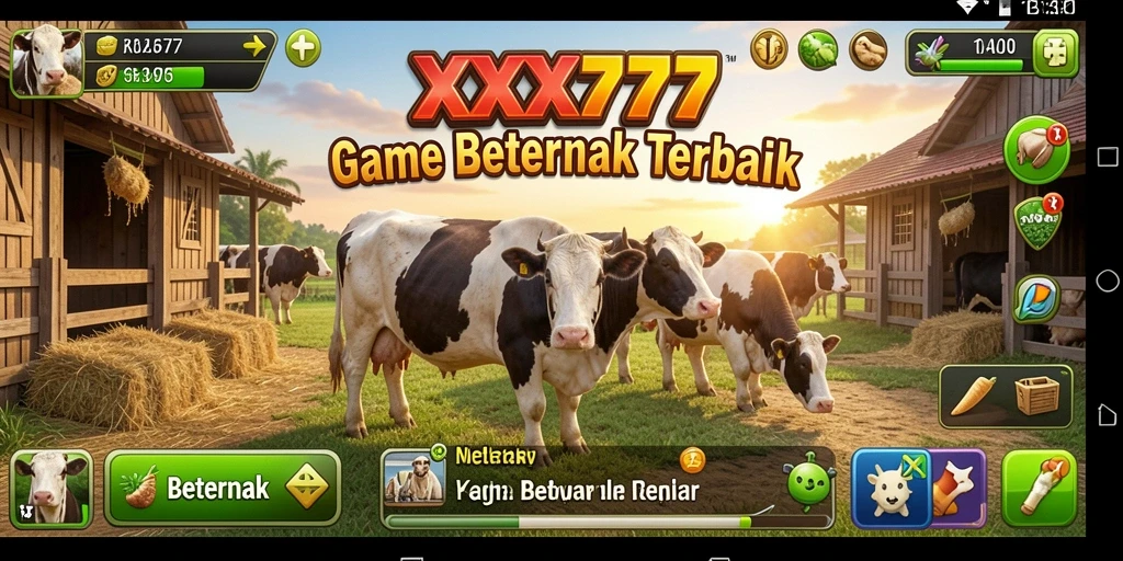 Tampilan antarmuka yang menarik dari <strong>XXX777</strong> saat mengelola peternakan.